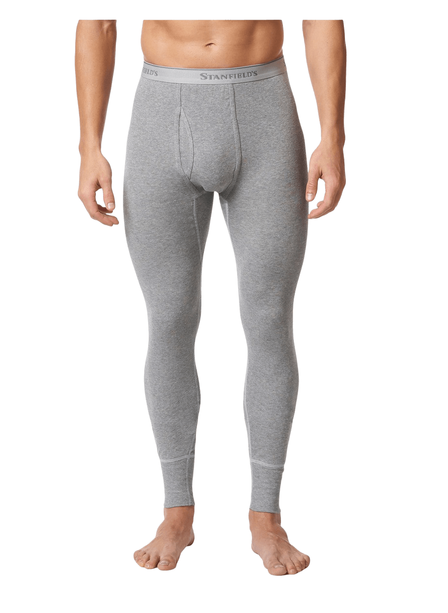 Mens Thermal Underwear 3/4 Length Long Johns Grey and White 