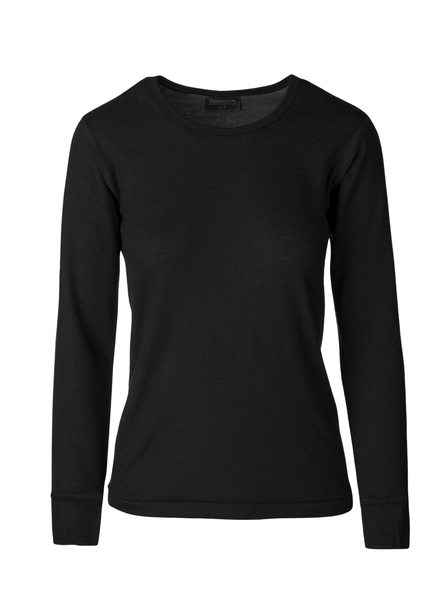 STANFIELD'S LIMITED THERMAL SHIRT, WOMEN'S, 210 GSM, CHEST 32-34 IN, BLACK,  SMALL, MERINO WOOL - Thermal Underwear - NVT8333-552S