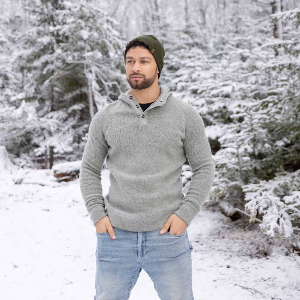 HERITAGE HEAVY WOOL - HENLEY AVEC CAPUCHE