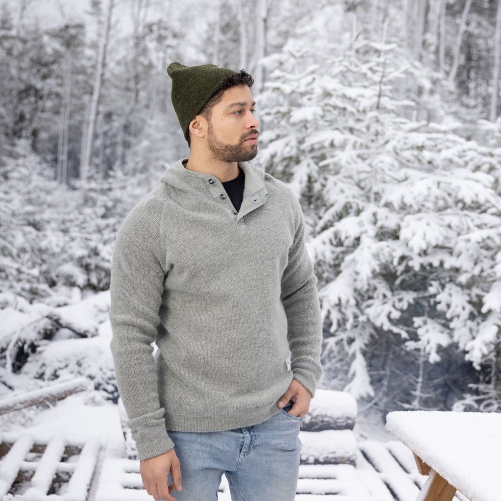 HERITAGE HEAVY WOOL -  HENLEY WITH HOOD