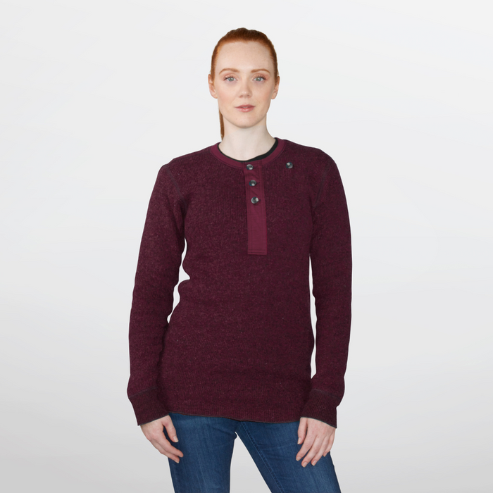 Women's Wool Sweater Henley Heavy Weight