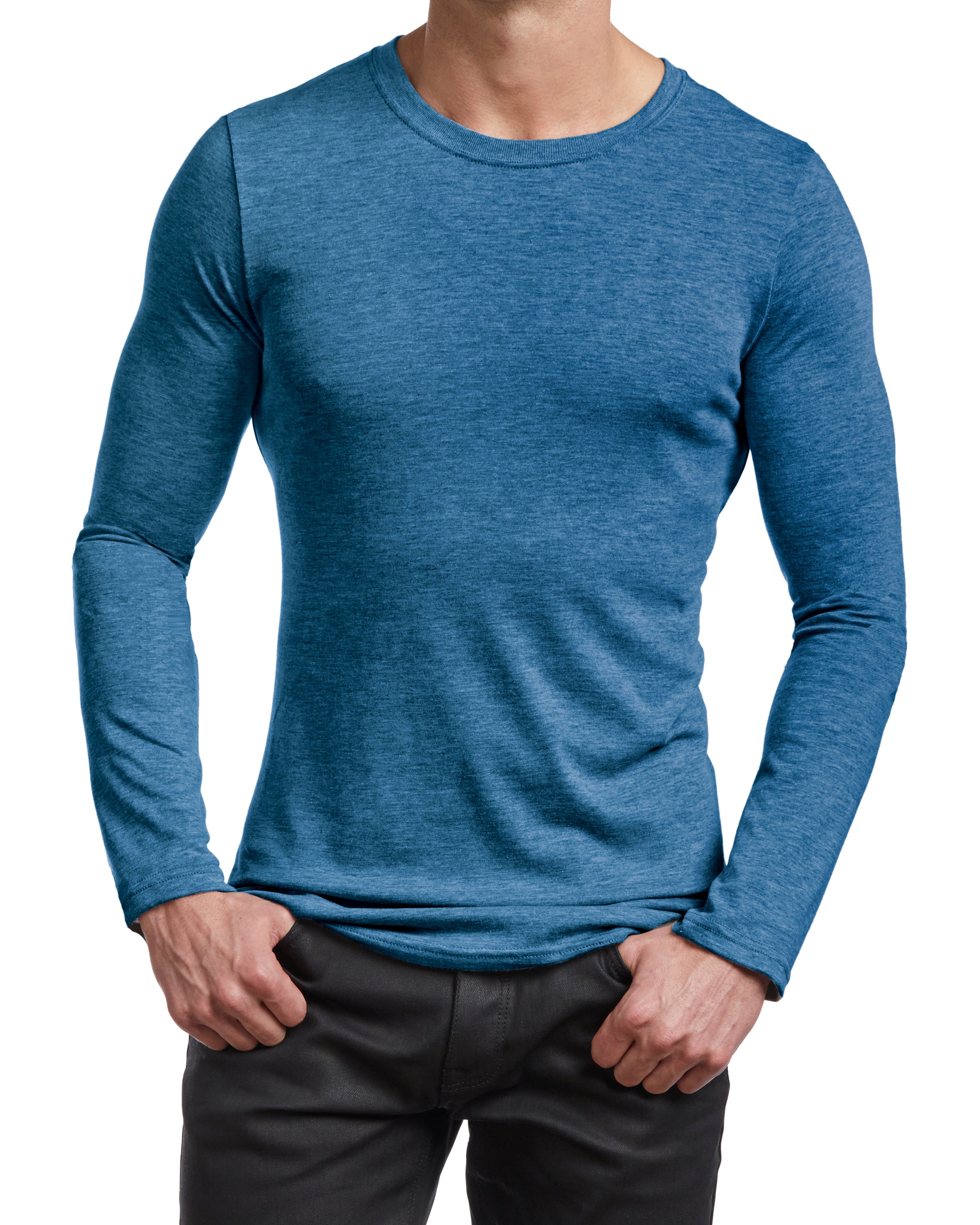 MIER Men's Long Sleeve Shirts Soft Stretch Combed Cotton Tees Crew Neck  Classic Fashion Casual T-Shirt, Tagless