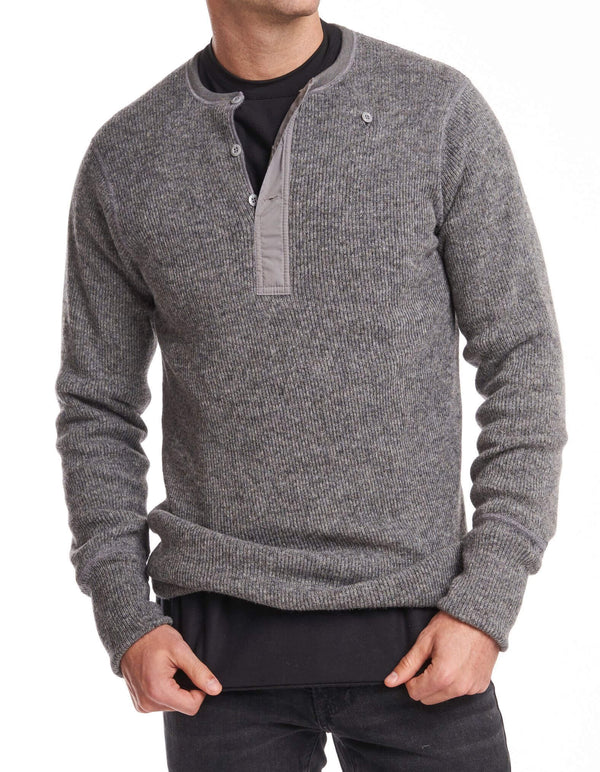 Men's Wool Sweater Henley Collection Fleece Lined Heavy Weight