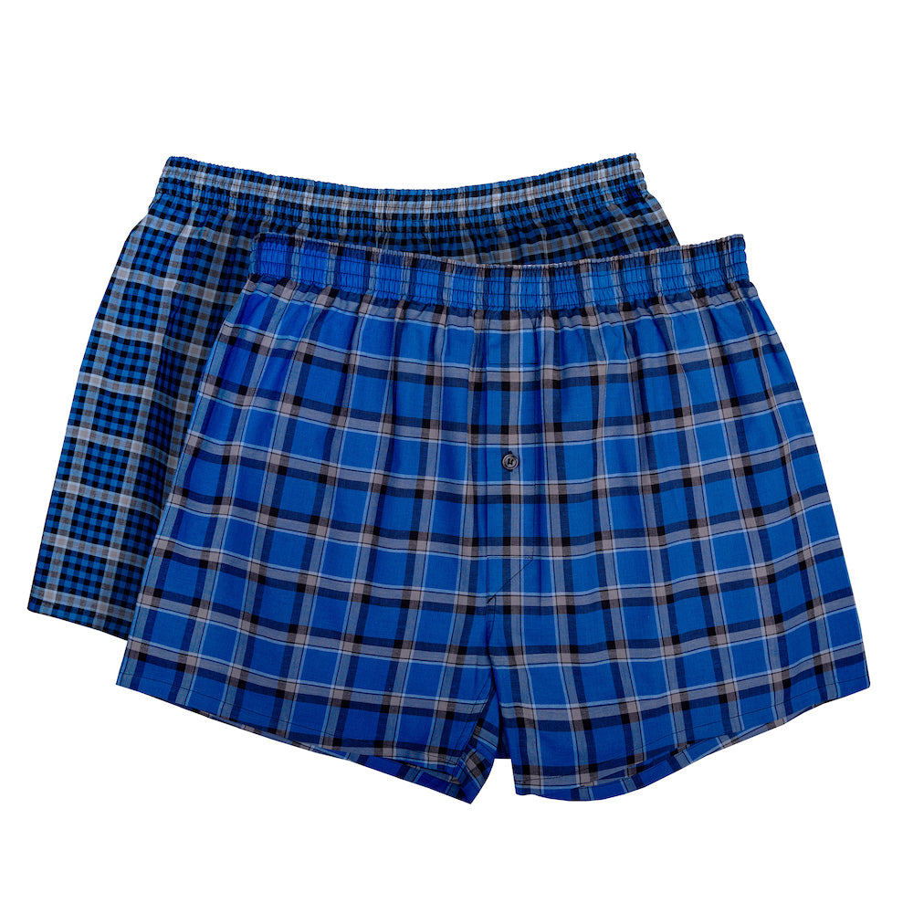 Brilliant Basics Men's 2 Pack Cotton Knit Boxers - Navy/Charcoal