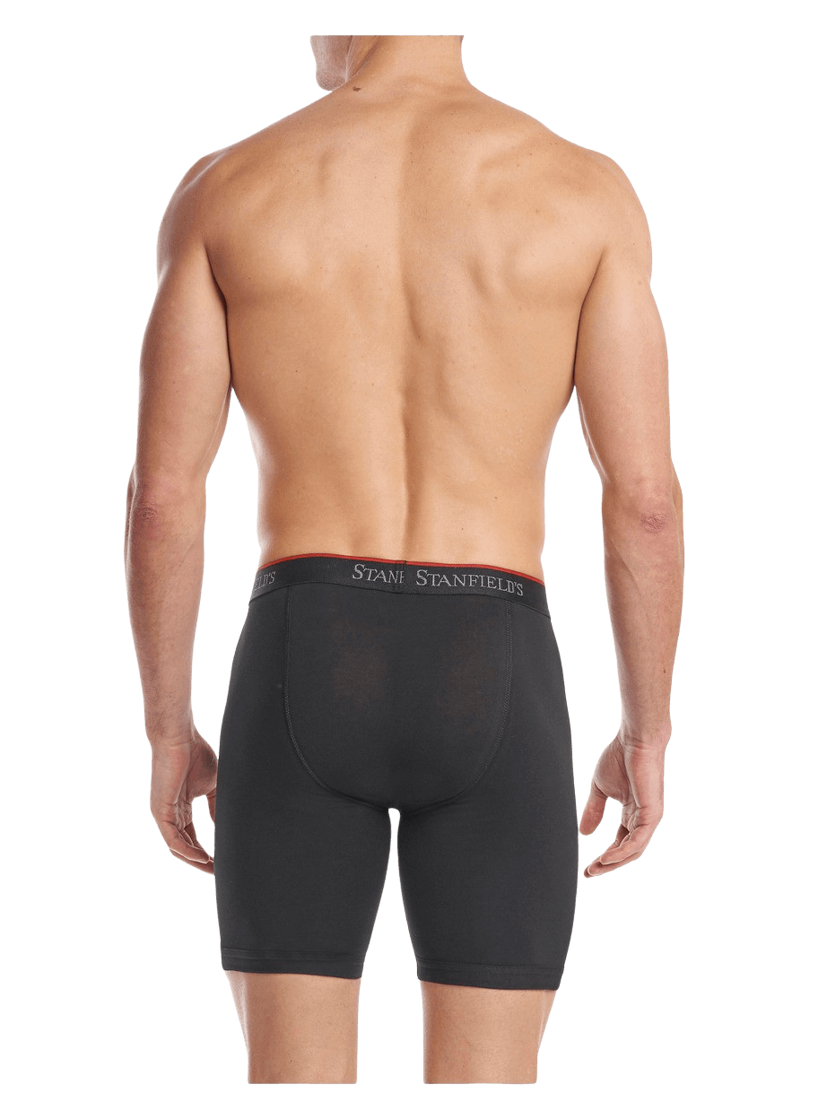 Men's Long Leg Boxer Brief Stretch Collection (Black 2 Pack